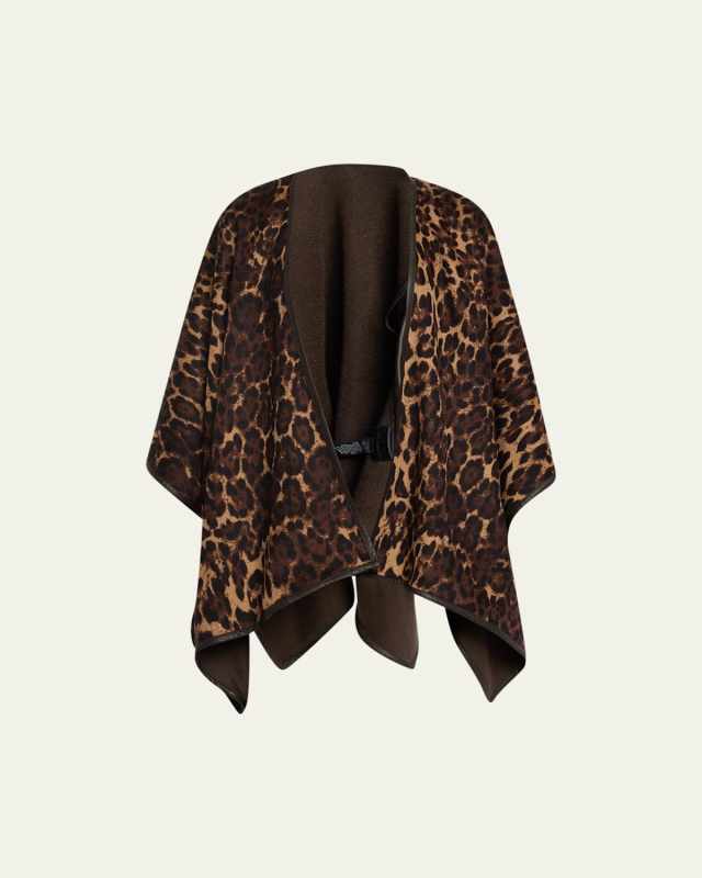 Reversible Jaguar Cashmere & Leather Cape